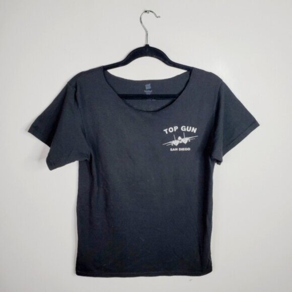 Vintage Tops - Top Gun San Diego Upcycled Retro Vintage Black Tee S